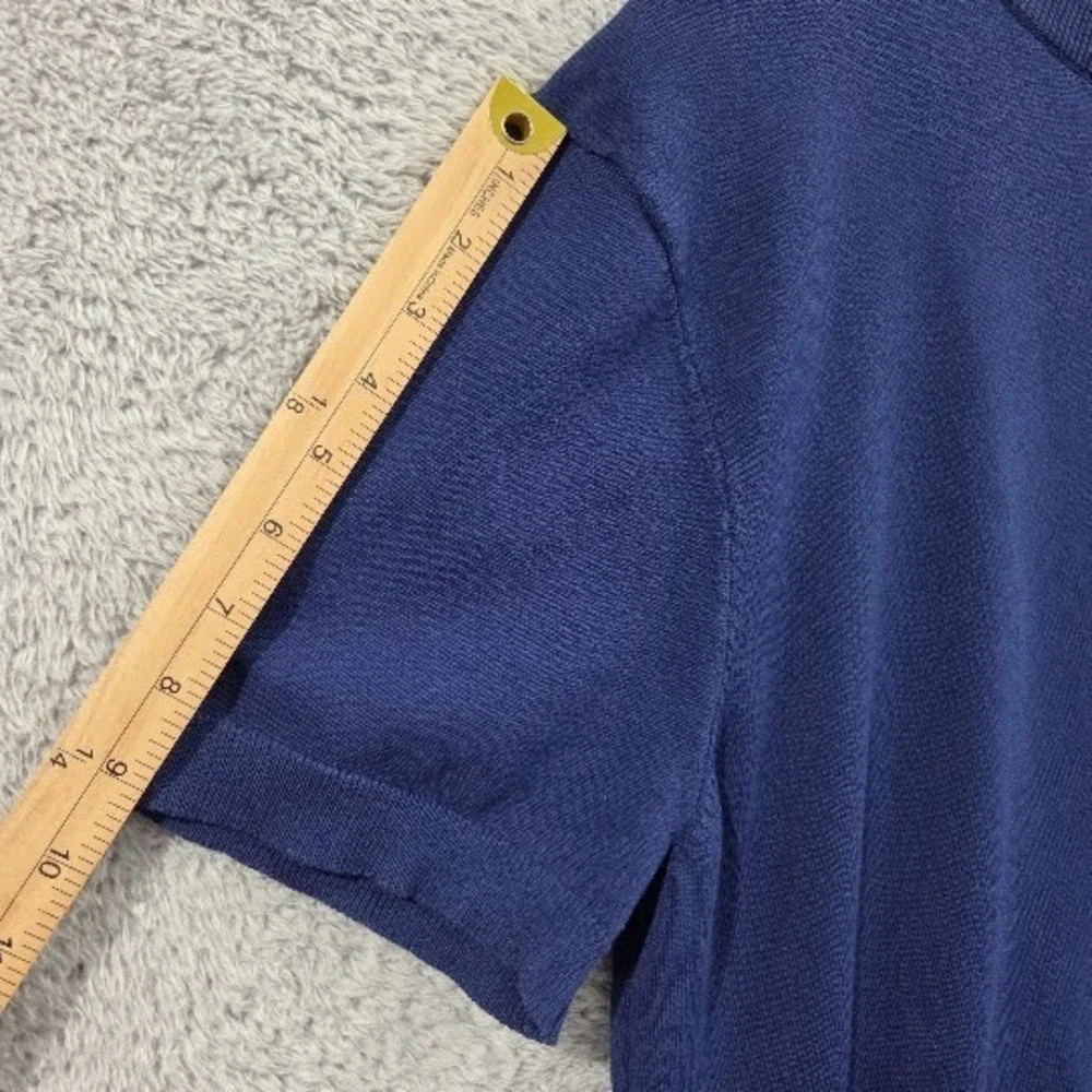 COOFANDY Men's Knit Henley Sweater Shirt Short Sleeve Blue 2XL Casual Button Tee